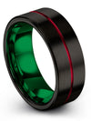 Womans Black Bands Wedding Bands Polished Tungsten Bands for Lady Black Center - Charming Jewelers