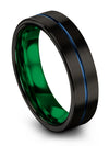 Black Blue Wedding Bands Black Plated Tungsten Rings for Men&#39;s Engraved - Charming Jewelers