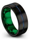 Black Promise Ring Sets Tungsten Bands for Womans Blue Line Simple Ring Black - Charming Jewelers