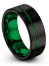 Black Wedding Flat Rare Ring Black Band for Lady Matching His and Her Bands - Charming Jewelers