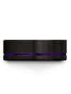 Tungsten Wedding Band Black and Purple Tungsten Ring Flat Him and Wife - Charming Jewelers