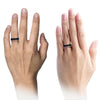 Simple Wedding Rings Sets His and Her Tungsten Black and Purple Band Plain - Charming Jewelers