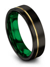 Lady Men&#39;s Wedding Bands Tungsten Black and 18K Yellow Gold Ring for Men Simple - Charming Jewelers