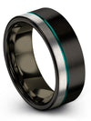 Black and Teal Promise Rings Men 8mm Rings Tungsten Rings for Hand Promise Band - Charming Jewelers