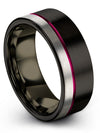 Anniversary Band Sets for Her and Girlfriend Black Tungsten Ring for Ladies - Charming Jewelers