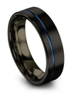 His and Fiance Wedding Rings Sets Black Tungsten Wedding Band Sets Blue Line - Charming Jewelers