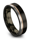 Men&#39;s Wedding Band Flat Black Tungsten Rings Polished Plain Black 18K Rose Gold - Charming Jewelers