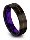 Solid Wedding Bands for Guys 6mm Tungsten Black Bands Black Small Ring Brushed - Charming Jewelers