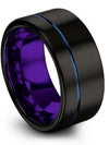 Brushed Black Wedding Rings for Guy Tungsten I Love You Bands Woman Simple - Charming Jewelers