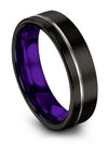 Solid Wedding Bands for Guys 6mm Tungsten Black Bands Black Small Ring Brushed - Charming Jewelers