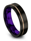 Woman Wedding Rings 18K Rose Gold Line Tungsten Carbide Wedding Ring Black - Charming Jewelers