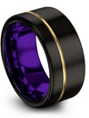 Couples Black Wedding Ring Sets Tungsten Carbide Band Brushed Black Set - Charming Jewelers
