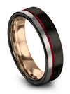 Plain Wedding Rings Mens 6mm Band Tungsten Brushed Black