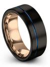 His and Him Tungsten Wedding Rings Sets Men Tungsten Bands Black 8mm Ring - Charming Jewelers