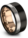 Simple Promise Band Men 10mm Tungsten Carbide Band Minimalist Rings Black - Charming Jewelers