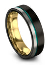 Men Jewelry for Professor Tungsten Teal Line Band Black Promise Ring Sets - Charming Jewelers