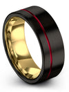 Guys 8mm Black Line Wedding Rings Tungsten Groove Bands Couple Matching Band - Charming Jewelers