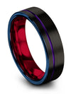 Brushed Ladies Wedding Bands Tungsten Bands for Men Purple Line Cute Black - Charming Jewelers
