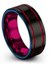 Minimalist Wedding Rings Set Tungsten Band for Womans Matte Black Plated - Charming Jewelers