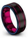 Black Guys Wedding Ring Set 8mm Tungsten Wedding Band Men Ring Black Gunmetal - Charming Jewelers