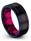 Man Wedding Band Engraved Tungsten Carbide Bands 8mm Luxury Ring Small Couples - Charming Jewelers