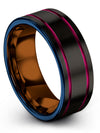 Wedding Ring for Mens Black Tungsten Band for Men&#39;s Black Medium Flat Band - Charming Jewelers