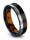 Black Grey Wedding Set Tungsten Ring Wedding Band Small Flat Ring Black Mens - Charming Jewelers