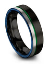 Wedding Rings Black for Lady Tungsten Carbide Black Green Rings Male Bands - Charming Jewelers