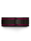 Black Fucshia Wedding Bands Sets for Husband and Husband Tungsten Band His - Charming Jewelers