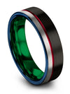 Man Jewlery Tungsten Men Band Black and Red Mother&#39;s Day