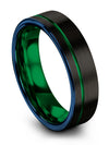 Bands Wedding Couple Black and Green Tungsten Bands Black Love Ring Mens Bands - Charming Jewelers
