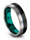 6mm Black Wedding Rings Man Tungsten Ring for Woman&#39;s Engravable Black Blue - Charming Jewelers