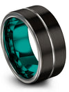 Black Anniversary Band Set for Him Tungsten Wedding Bands Set for Him - Charming Jewelers