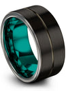 10mm Black Wedding Rings Guy Tungsten Promise Rings for Fiance Bands - Charming Jewelers