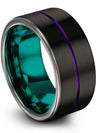 Matte Black Purple Guy Anniversary Ring Promise Bands for Man Tungsten Matching - Charming Jewelers