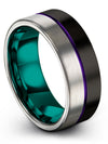 Couples Wedding Band Tungsten Rings for Woman&#39;s Engravable Men Solid Black - Charming Jewelers
