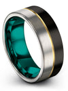 8mm Black Wedding Ring Tungsten Ring Black for Woman Black Plain Band Bands 70 - Charming Jewelers