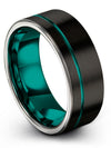 Wedding Rings for Couples Set Black and Teal Tungsten Ring Engagement Guy Ring - Charming Jewelers