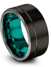 10mm Gunmetal Line Promise Ring Woman&#39;s Tungsten Wedding Ring Polished Simple - Charming Jewelers