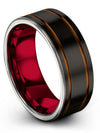 Black Copper Promise Ring Set 8mm Woman Tungsten Wedding