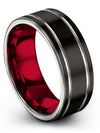 Black Wedding Set Woman&#39;s Tungsten Band Black Mid Finger Bands for Guys Wife - Charming Jewelers