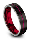 Woman Wedding Set Black Tungsten Engagement Lady Bands for Man Wife and His - Charming Jewelers
