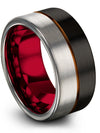Men 10mm Wedding Rings Black Special Tungsten Band Black Plain Ring Simple - Charming Jewelers