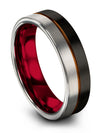 Black Promise Rings Sets for Couples Black Tungsten Carbide Rings for Man 6mm - Charming Jewelers