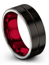 Men&#39;s Wedding Bands Black Engravable Tungsten and Black Wedding Ring for Ladies - Charming Jewelers