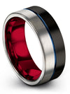 Black Wedding Bands Womans 8mm Black Tungsten Engagement Mens Bands Rings - Charming Jewelers