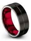 8mm Anniversary Ring for Men&#39;s Black Tungsten Rings Black Wife and Him Jewelry - Charming Jewelers