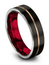 Christmas for Couples Mens Tungsten Wedding Bands 18K Rose Gold Line Carbide - Charming Jewelers