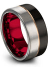 Couple Wedding Band Set Man Wedding Band 10mm Tungsten Engagement Guy Ring Sets - Charming Jewelers