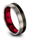 Simple Promise Rings Sets His and Boyfriend Tungsten 6mm Band for Guys Simple - Charming Jewelers
